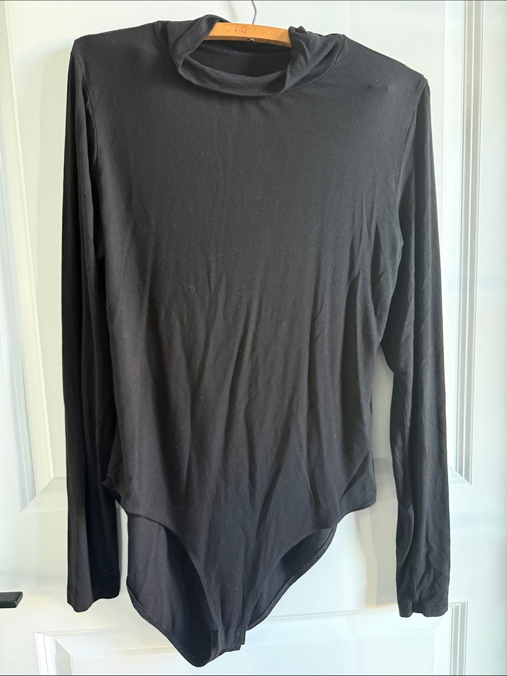 Mango Black Long-Sleeve Mock Neck Bodysuit